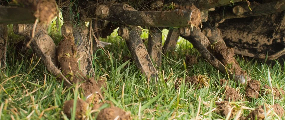 Aerator on a lawn in West Chester, PA.