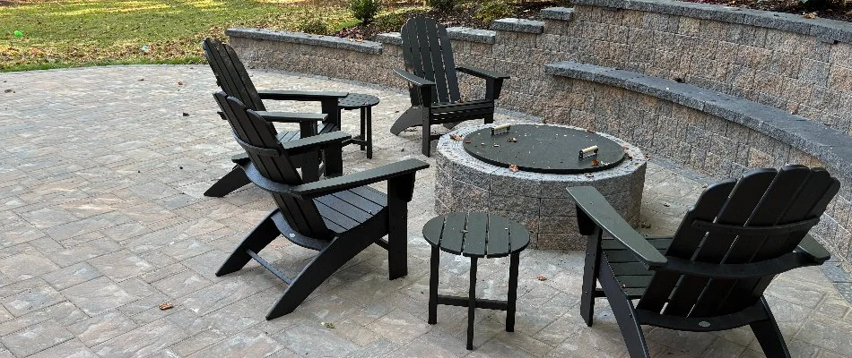 Chairs around a fire pit in West Chester, PA.