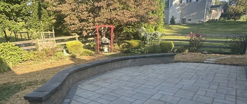 Landscape plants around a patio in West Chester, PA.