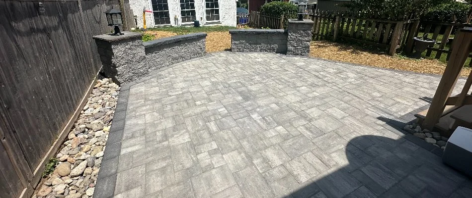Patio with seating wall in West Chester, PA.