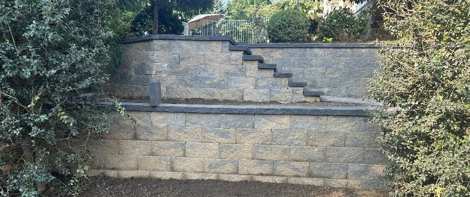 Retaining wall and outdoor steps in West Chester, PA.