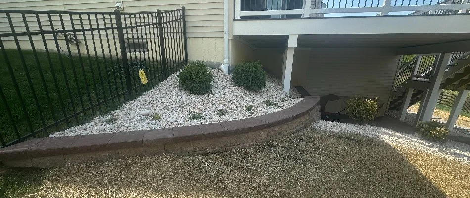 Retaining wall with a raised planter bed in Malvern, PA.