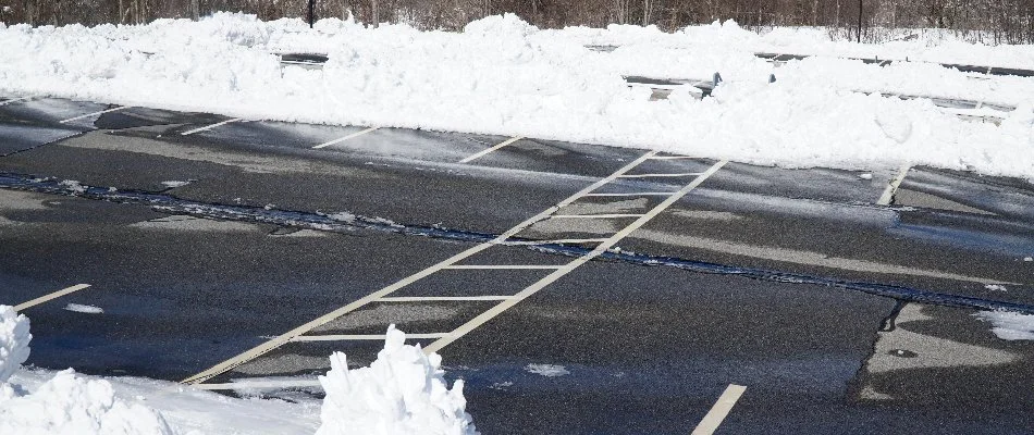 Snow cleared from a parking lot in West Chester, PA.