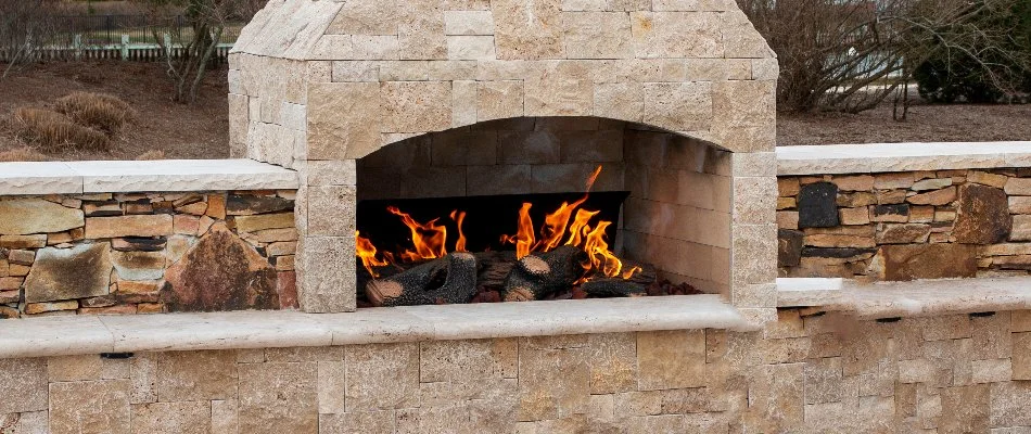 Wood-burning outdoor fireplace in West Chester, PA.