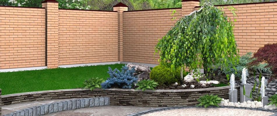 3D rendering for retaining wall and landscape bed project in West Chester, PA.
