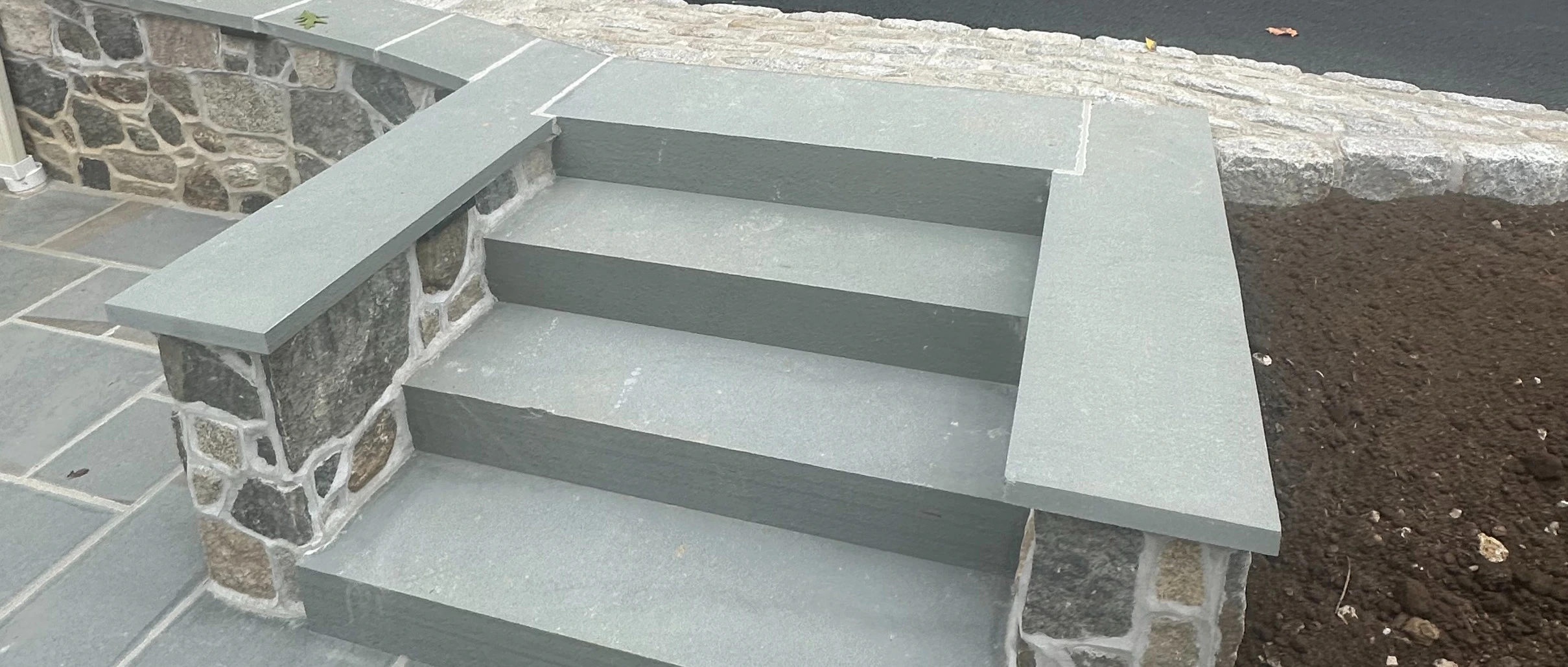 Stylish stone steps leading to a home in West Chester, PA.