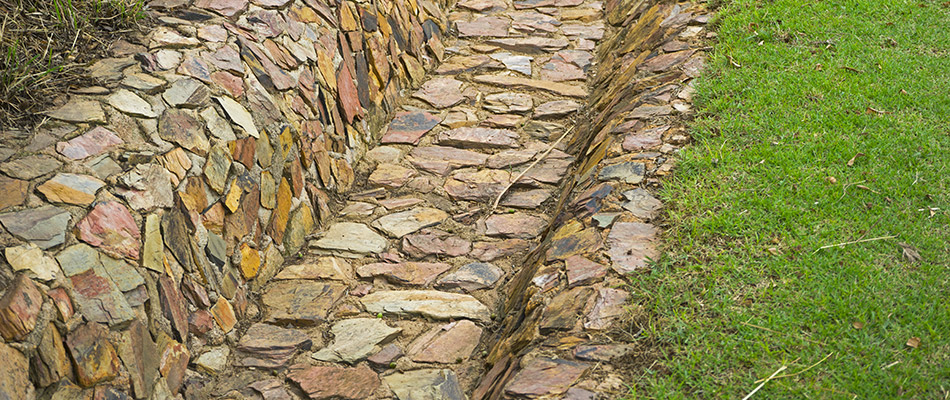 A flagstone dry creek bed in Downingtown, PA.