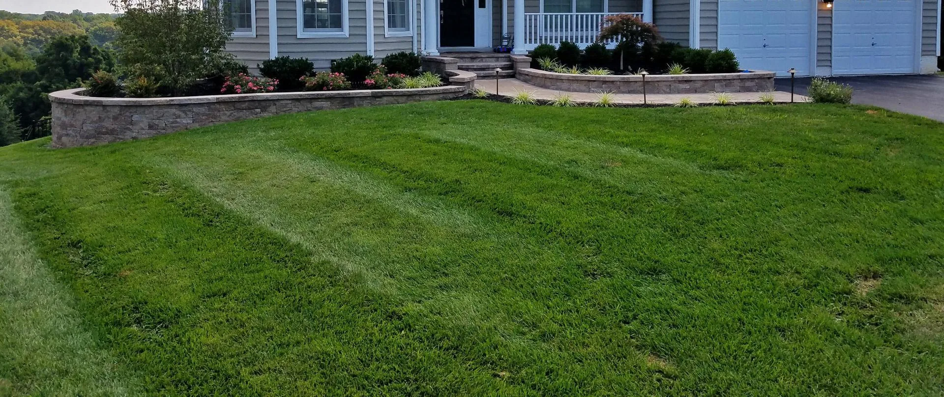 A healthy green lawn in front of a home in Exton, PA.
