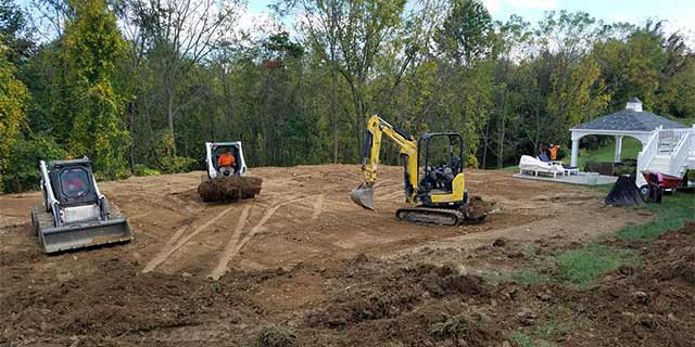 Land cleared for drainage installation in Exton, Pennsylvania.