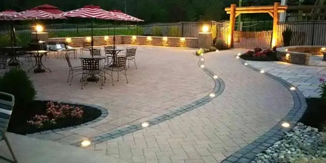 Patio with paver design and walkways in Exton, Pennsylvania.