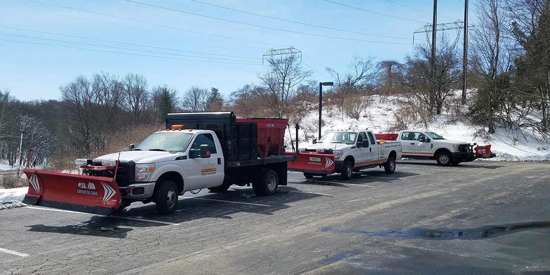 Countywide Landscape snow plow trucks in Downingtown, Pennsylvania.